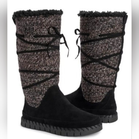 NWT 100% real suede Muk Luks Flexi New York Women's Boot (black or brown) - Picture 2 of 2